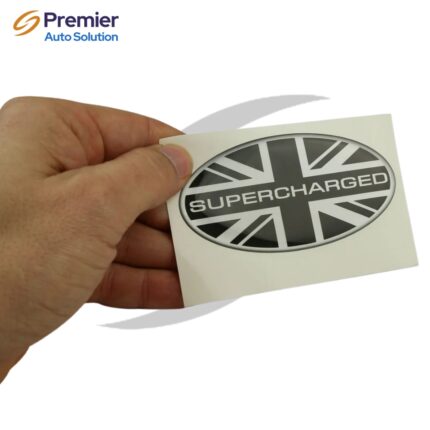 Supercharged Union Jack Oval Badge Sticker - LARGE (each)