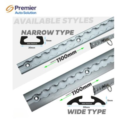3x Cargo Track/Rails + 6x Tie-down loops - Wide Type