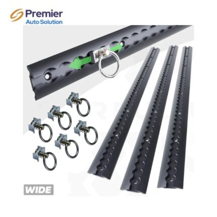 3x Cargo Track/Rails + 6x Tie-down loops - Wide Type - Black